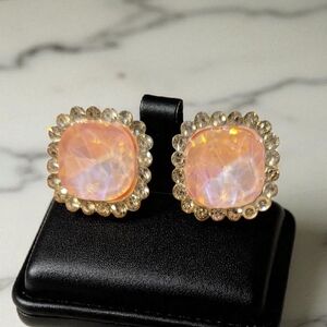 Elegant Gold and Pink Stud Earrings